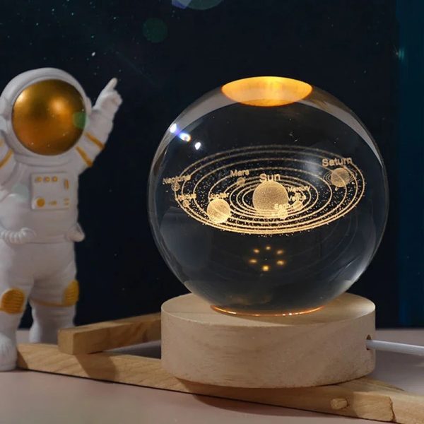 Crystal Ball Night Light Glowing Planet | Galaxy | Astronaut