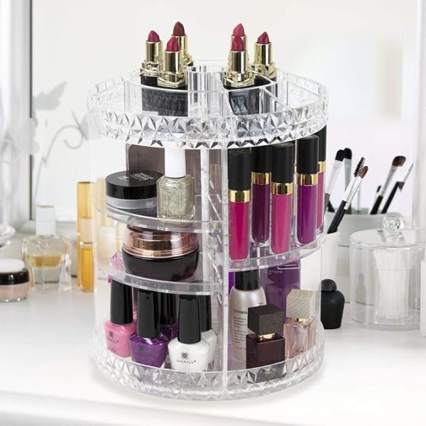 360° Rotating Crystal Makeup Organizer