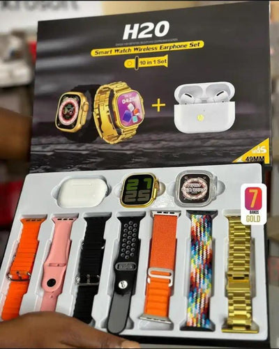 Ultra Smart Watch | 10 In 1 Straps | Super Hd Display | Bt Calling | Wireless Charging (multi Color Straps)