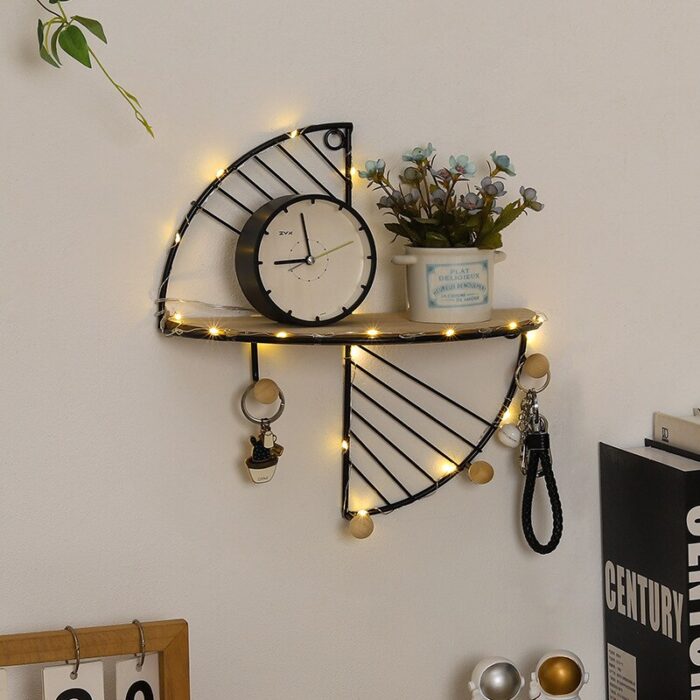 Modern Simple And Creative Half Circle Rectangular Wall Shelf Multi-function Hook Home Bedroom Wall Decoration