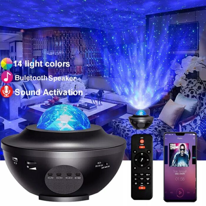 Projector Galaxy Night Light With Ocean Wave Music Speaker