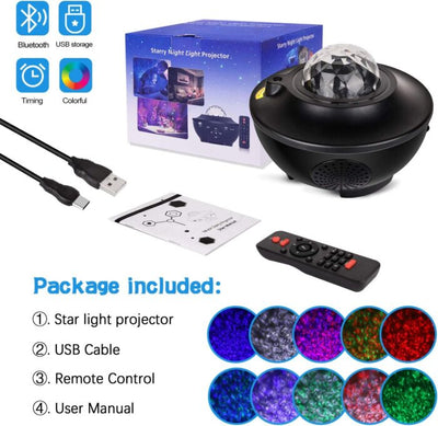 Projector Galaxy Night Light With Ocean Wave Music Speaker